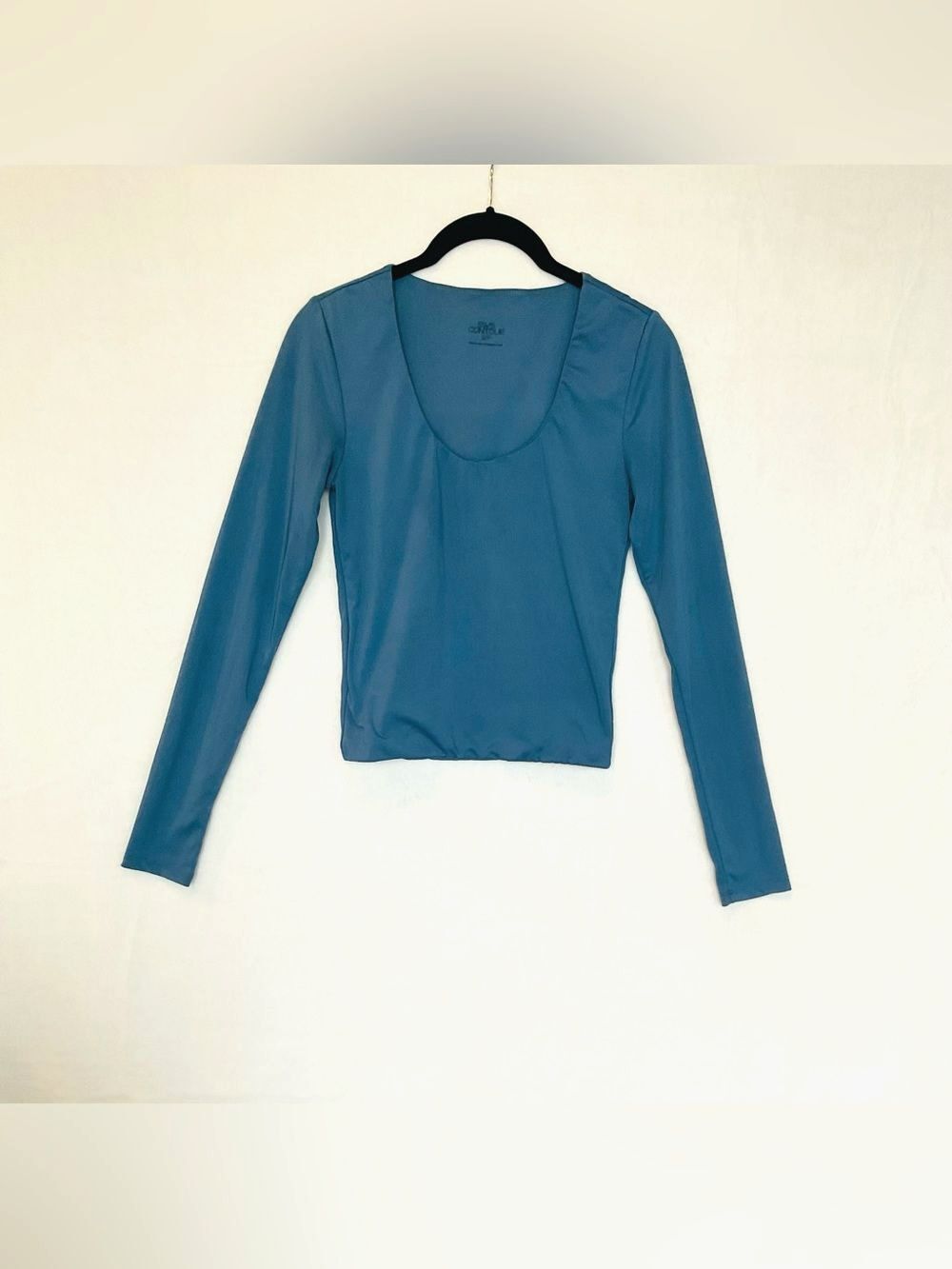 SWS Contour Athletic Slate Blue Long Sleeve Bodysuit Top S Double Lined Matte